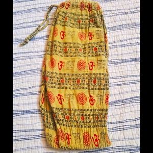 Golden Indian-style yoga pants